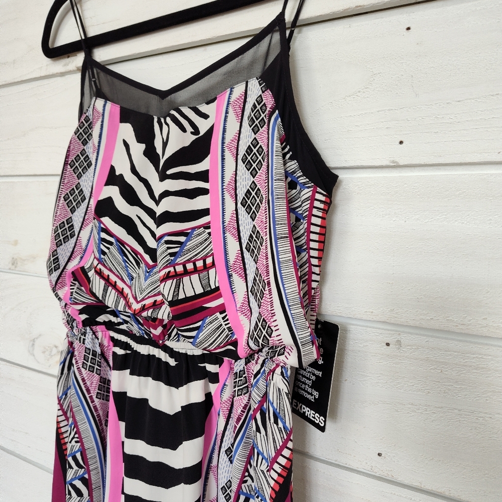 Express Zebra Tribal Geometric Print Mini Slip Dress - Picture 5 of 5